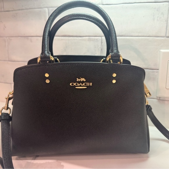 Coach Black Satchel with Gold Accents - Picture 2 of 15